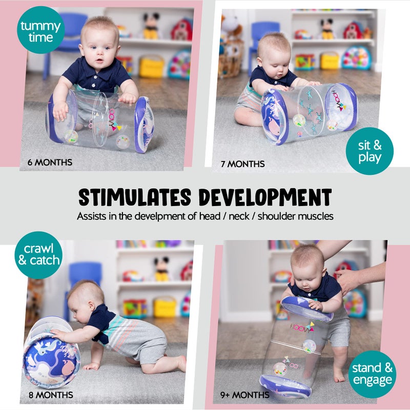 Hoovy Infant Crawling Toys For Babies 6-12 Months, Beginner Crawl Along Baby Roller, Drop Maze Tummy Time Activity Center (Sea Animals) - Image 4